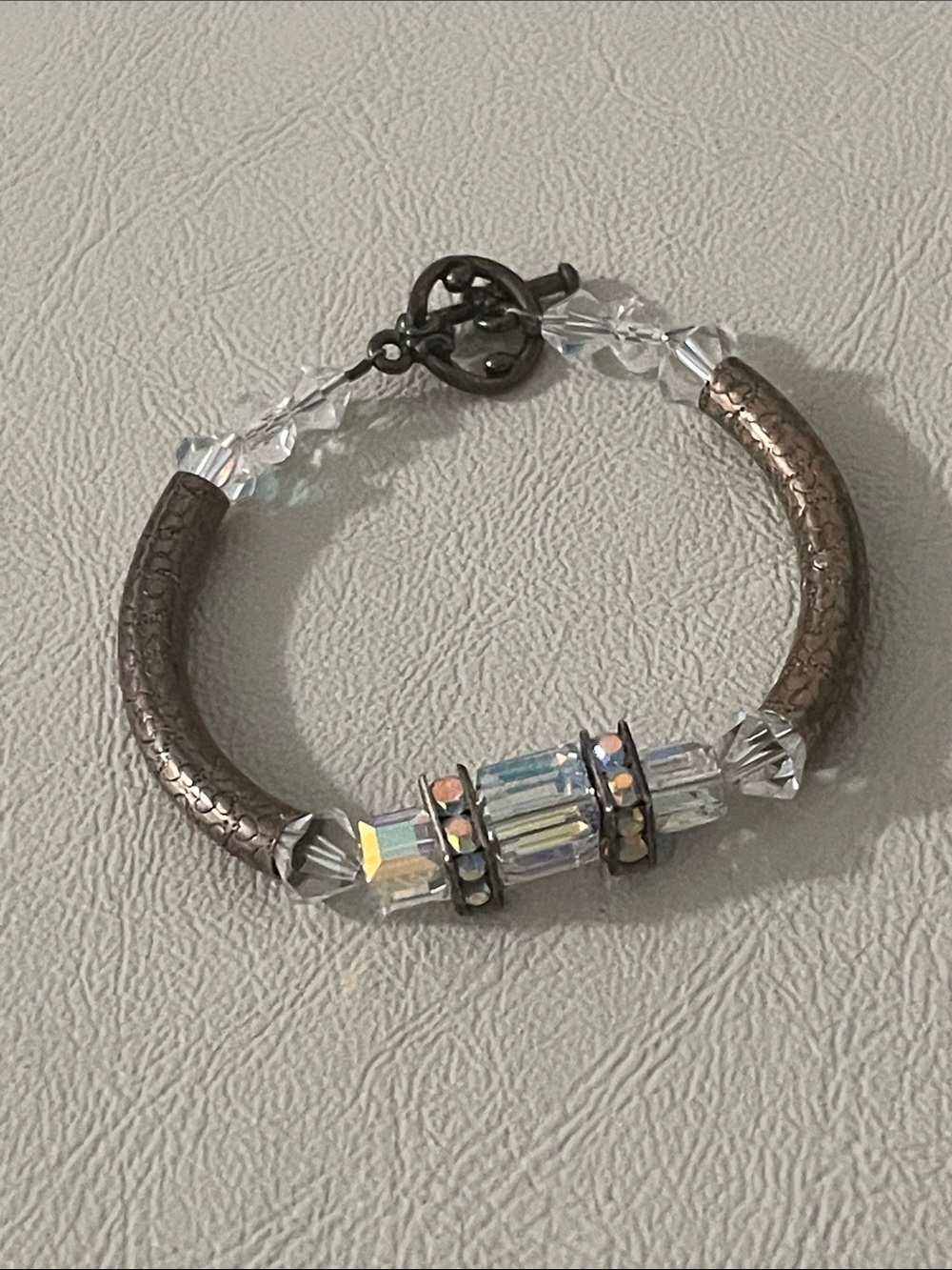 Crystal Prism-like silver-toned metal-Style Toggle Bracelet